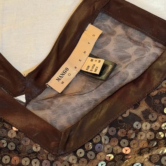 Sold! - Mango Moments Leopard Print Sequined Tie-Strap V-Neck Sheer Tank Top - Picture 5 of 5